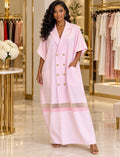 Pink & White Pinstripe Blazer Kaftan