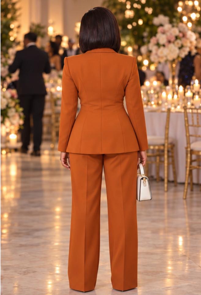 Elegant Women’s Two-Piece Blazer and Palazzo Trouser Set