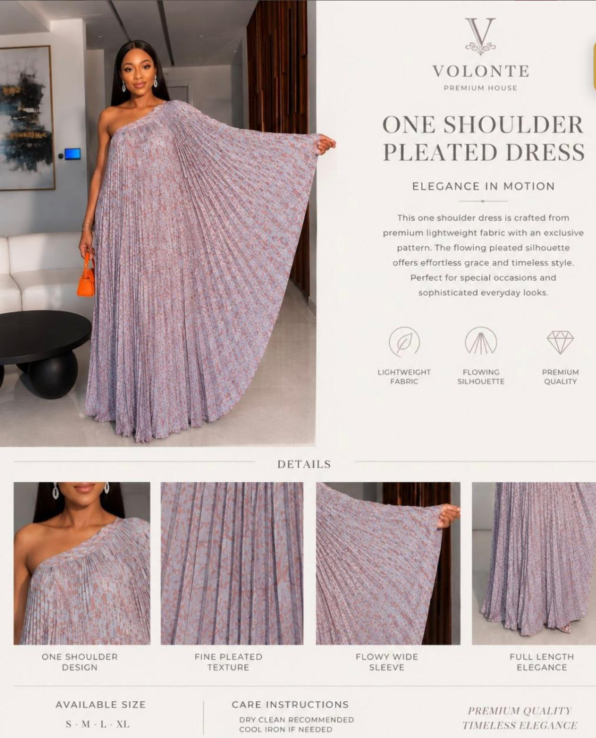 Elegant One-Shoulder Pleated Maxi Gown