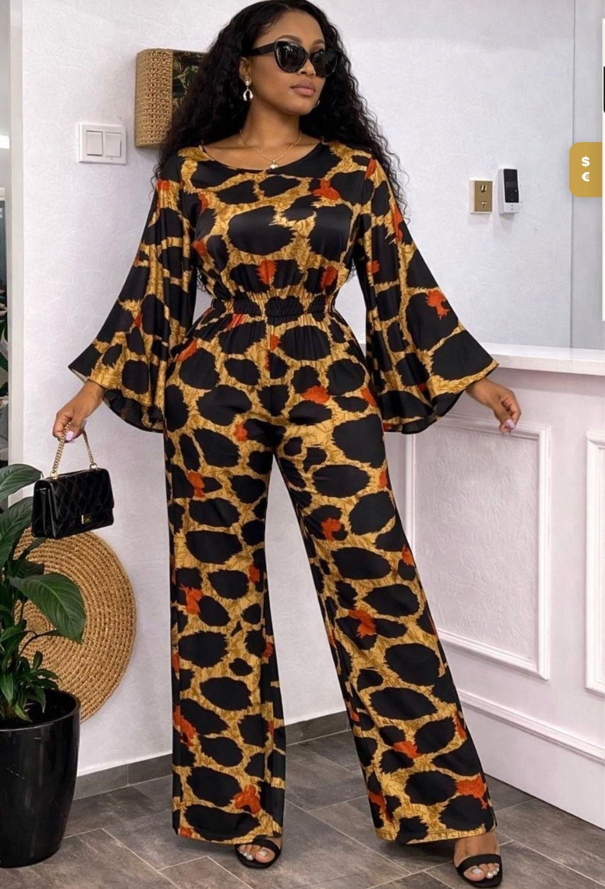 Luxury Printed Flare Sleeve Jumpsuit