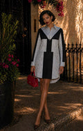 Chic Black & White Striped Shirt Dress