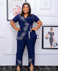 Embellished Two-Piece Top and Trousers Set