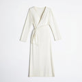 Classy Ivory Long-Sleeve Wrap Dress