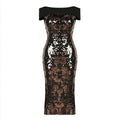 Luxury Off-Shoulder Sequin Bodycon Midi Dress