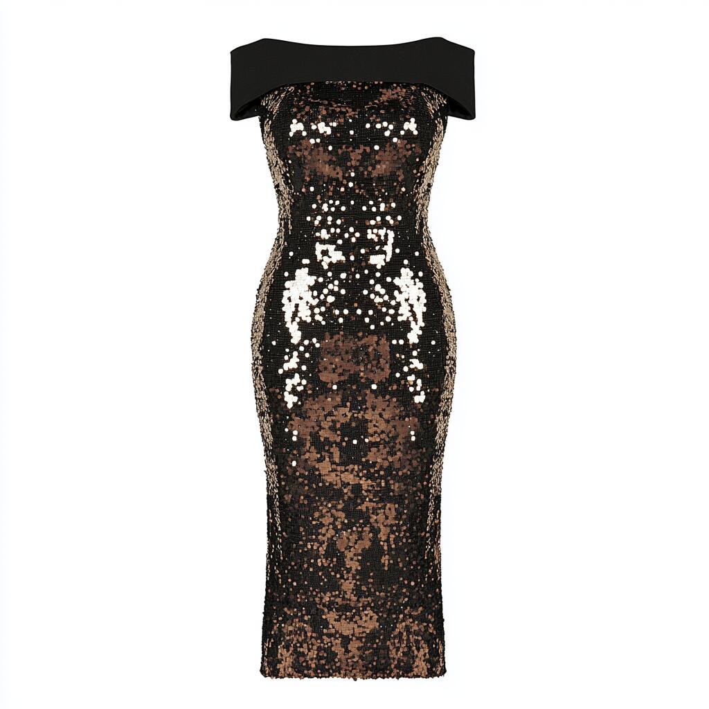 Luxury Off-Shoulder Sequin Bodycon Midi Dress