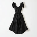 Classy Black Ruffle Sleeve Fit-and-Flare Dress